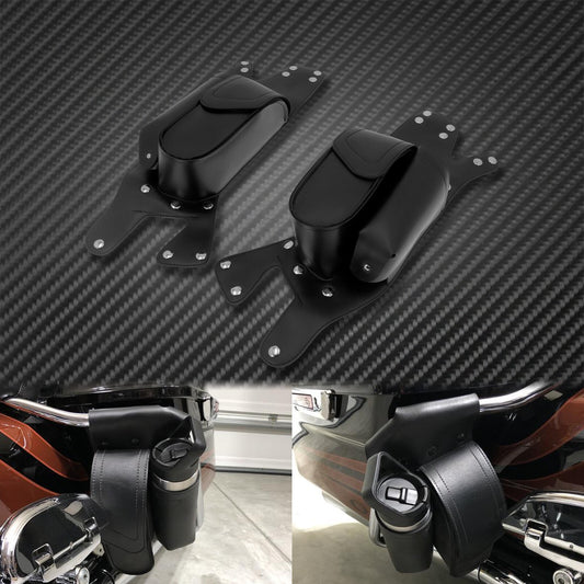 1 Piar Saddlebag Guard Bag Water Bottle Holder Fit for Harley Touring 1997-2021 Q