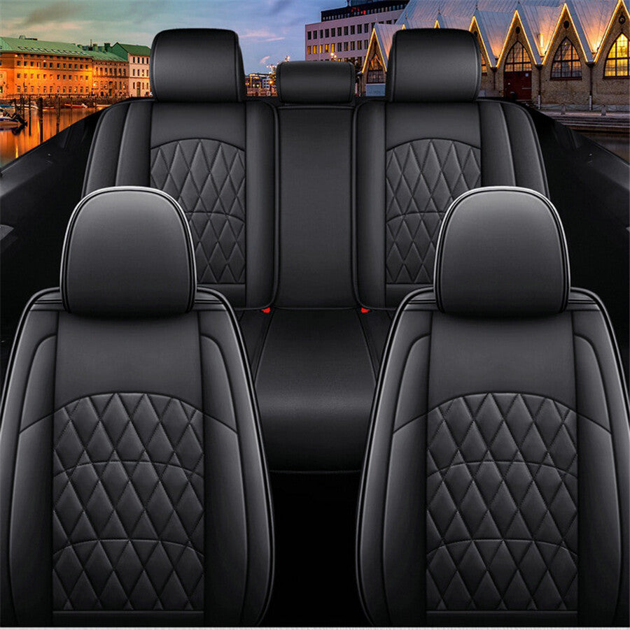 5D PU Leather 5-Seats Car for Seat Covers Full Surround Front+Rear Cushion 4 Seasons Q