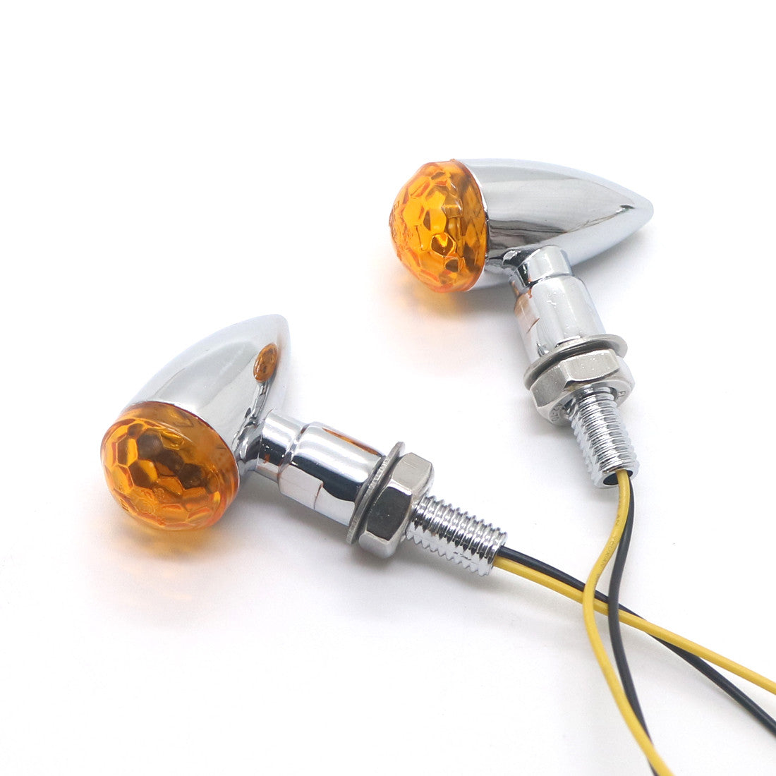 Chrome Metal LED for Mini Bullet Amber Spherical Lens Turn Signal Indicators Light Q