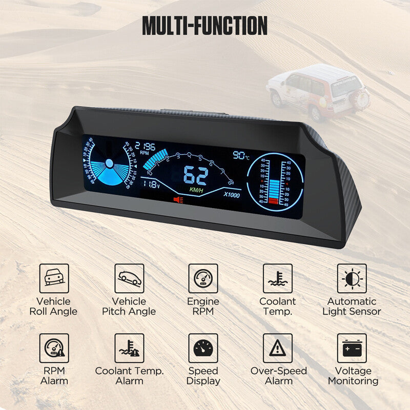 Car OBD Multi-function Gauge HUD Head-Up Digital Speedometer Slope Display Part v