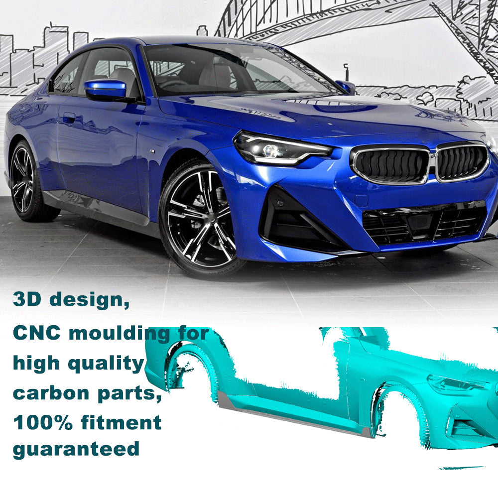 for BMW G42 220i M-Sport 2022-2023 REAL CARBON Side Skirt Extension Lip Spoiler