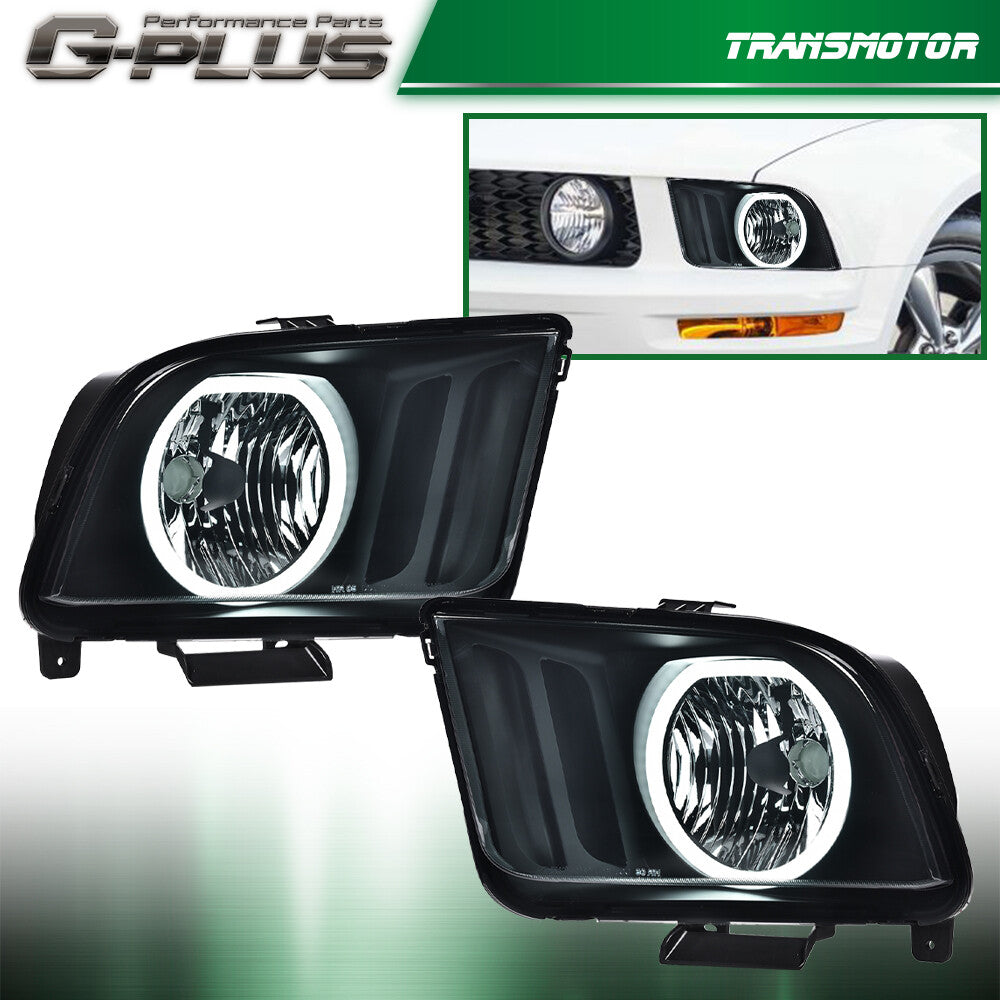 Suitable for 05-09 for Mustang Smoke/Black LED DRL Halo Headlamp Assembly pair- v