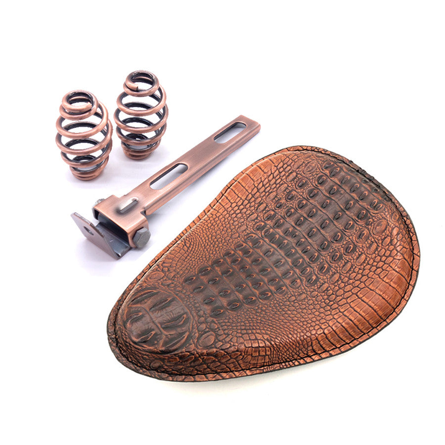 Brown Crocodile Leather SOLO Driver for Seat SpringBracket for Harley Bobber Custom