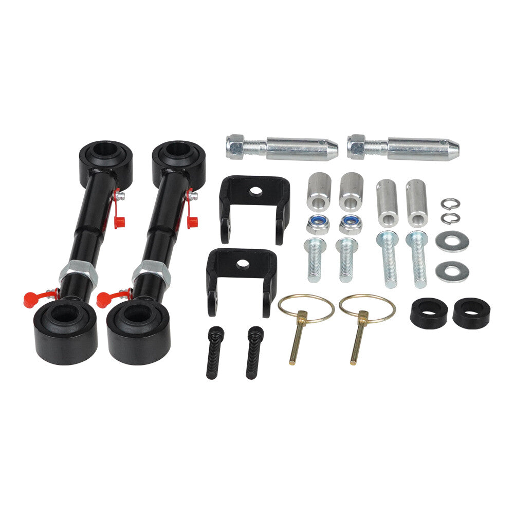 Adjustable front rocker stick quick-disconnect system for 1998-2006 TJ Cherokee