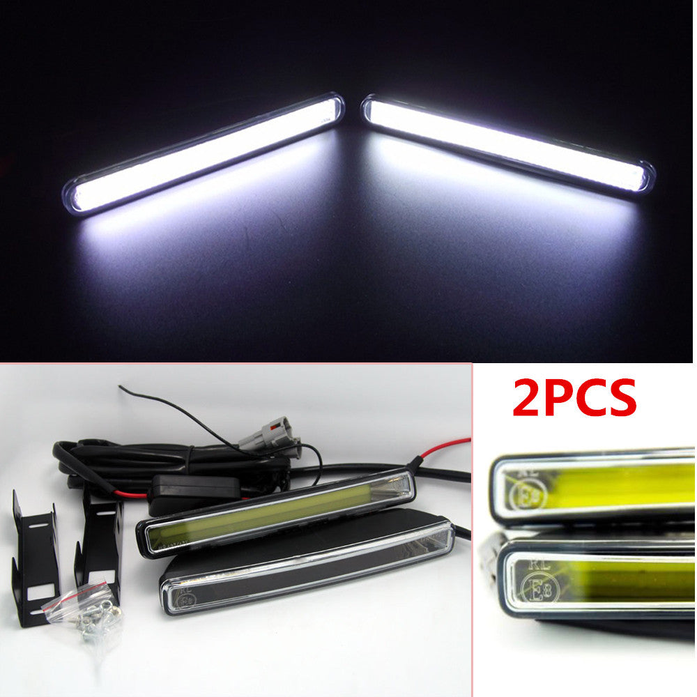 2x DRL White COB LED Daytime Running Lights, Driving Lights, Fog Light Kit, 6000k Xenon Lights n