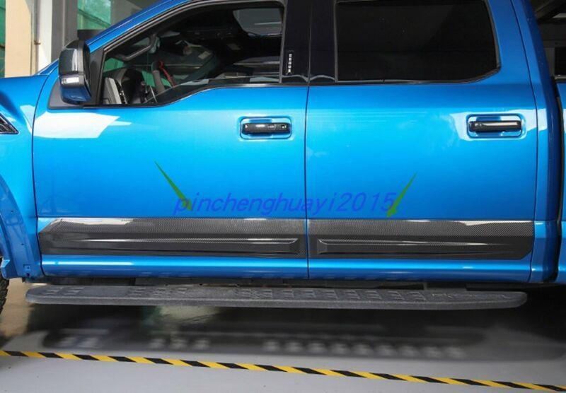 Carbon fiber style door body side molding cover trim for Ford F-150 (F150 17-2021)