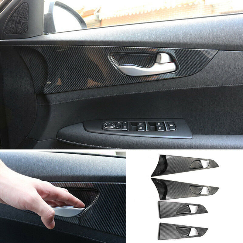 for Kia Forte 2019-2022 Carbon Fiber Inner Door Handle Bowl Frame Molding Trim