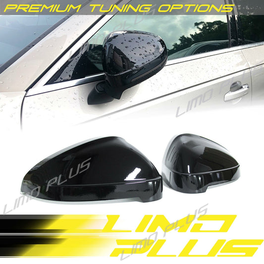 Gloss Black Mirror Caps for 2017-2024 for Audi A4 B9 S4 RS4 A5 S5 W/O Lane Assist v
