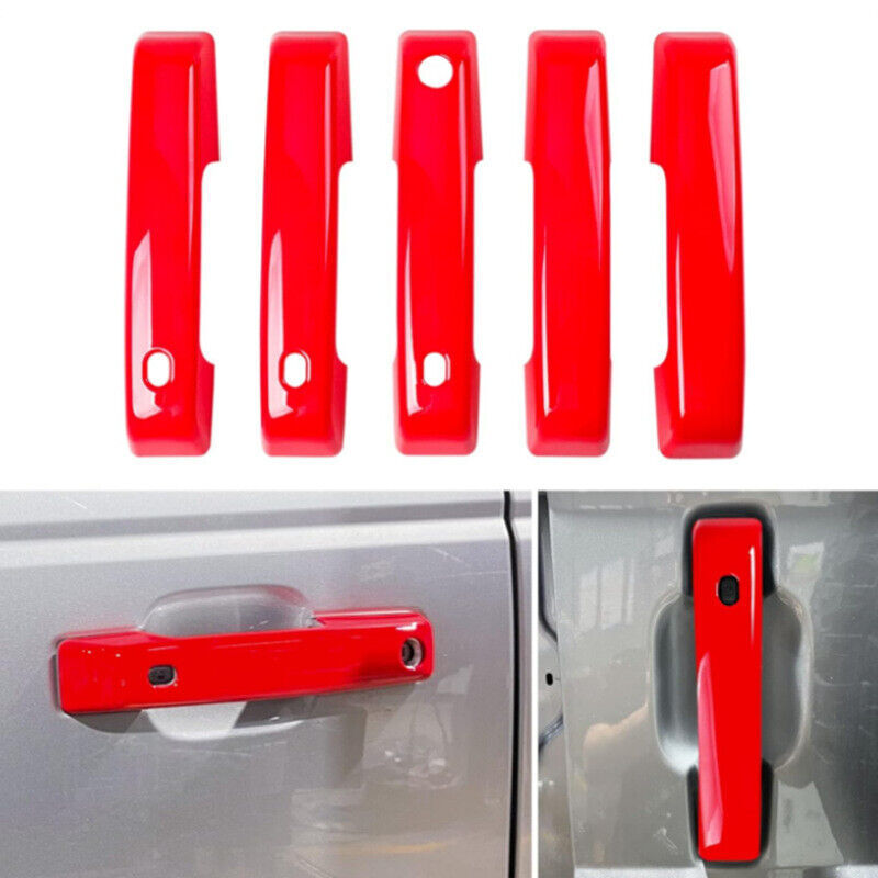 5Pcs Red Door Handle Cover Trim Outside Exterior  for ford  Bronco 2021 2022 4D