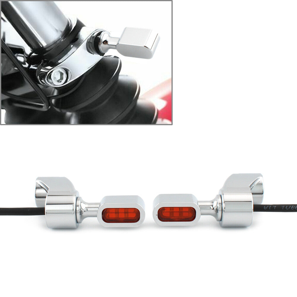 Front Fitk Turn Signal Indicator Light Lamp Chrome+Orange Fit for Harley FXR 1987-00 Q