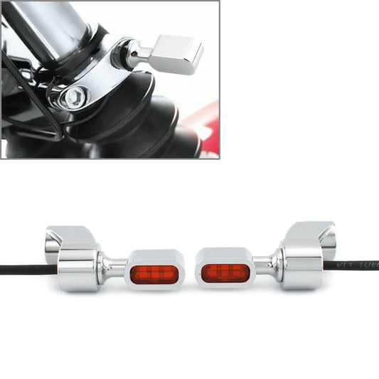 Front Fitk Turn Signal Indicator Light Lamp Chrome+Orange Fit for Harley FXR 1987-00 Q