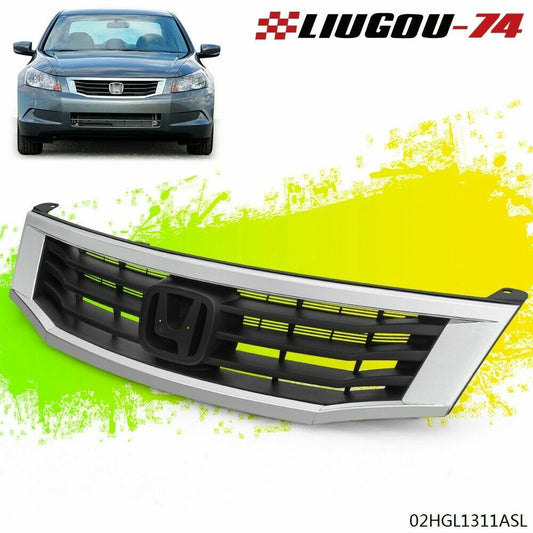 for CHRome Trim Front Bumper Upper Grille Fits 2008 - 2010 for Honda Accord Sedan Brand New - v