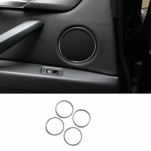 for BMW X5 X6 F15 F16 2014-2018 Silver Inner Door Speaker Ring Cover Trim 4PCS