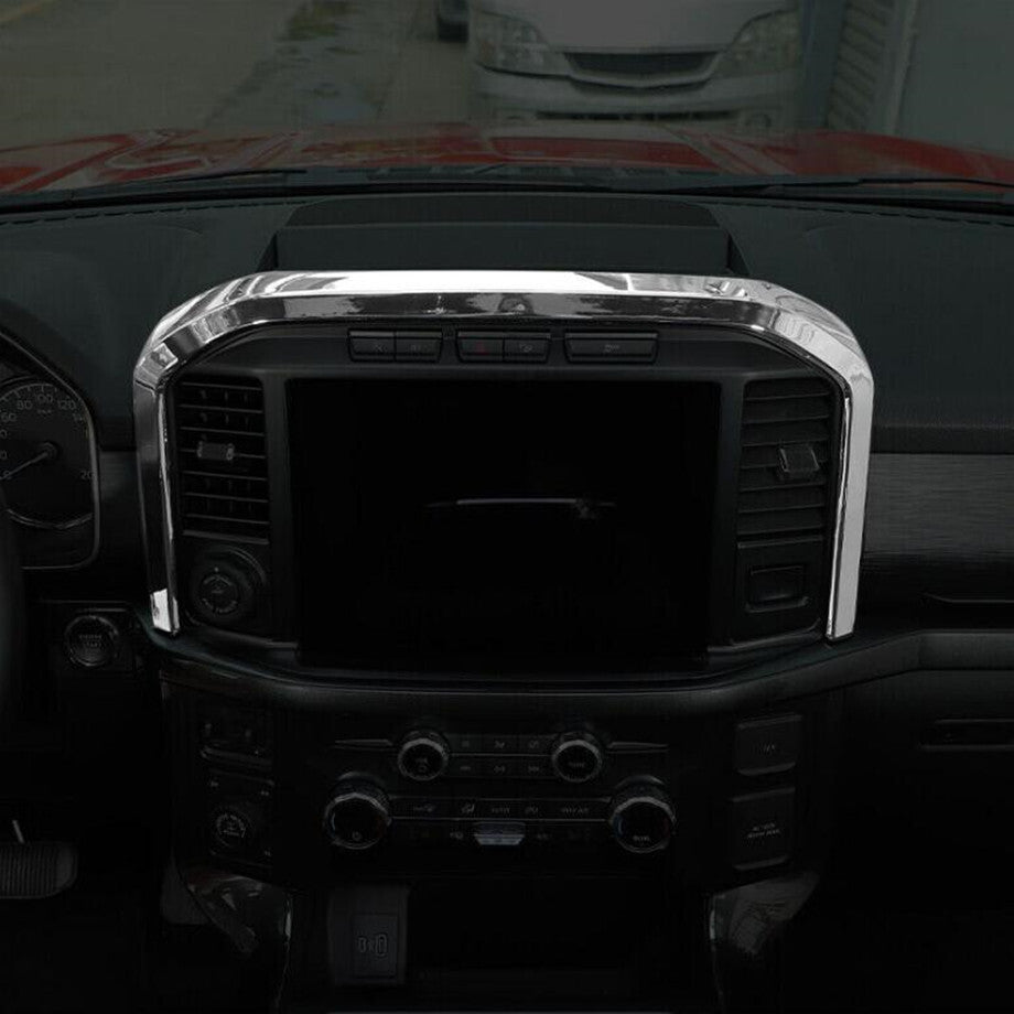 Chrome Center Console GPS Navigation Cover Trim Frame For 21-23 F150 v