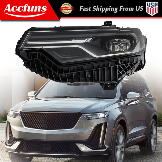 Suitable for 2020-2024 for Cadillac XT6, Black LH/Driver's Headlights LED Transparent with Super Cruise. n