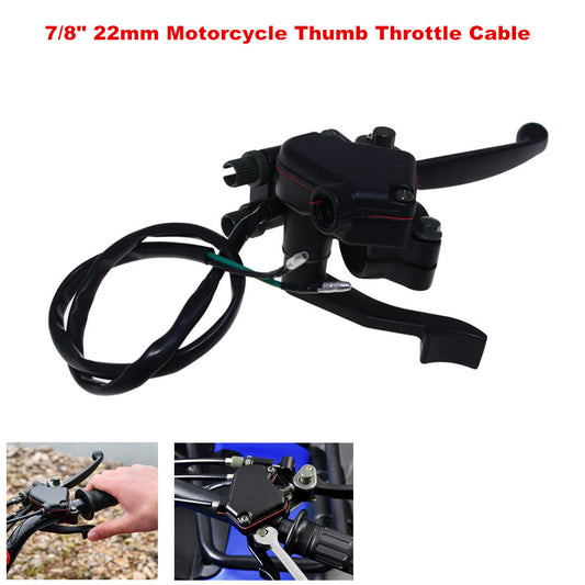 7/8 inch 22 mm thumb throttle cable with dual brake clutch lever for motorcycles and off-road bikes - n
