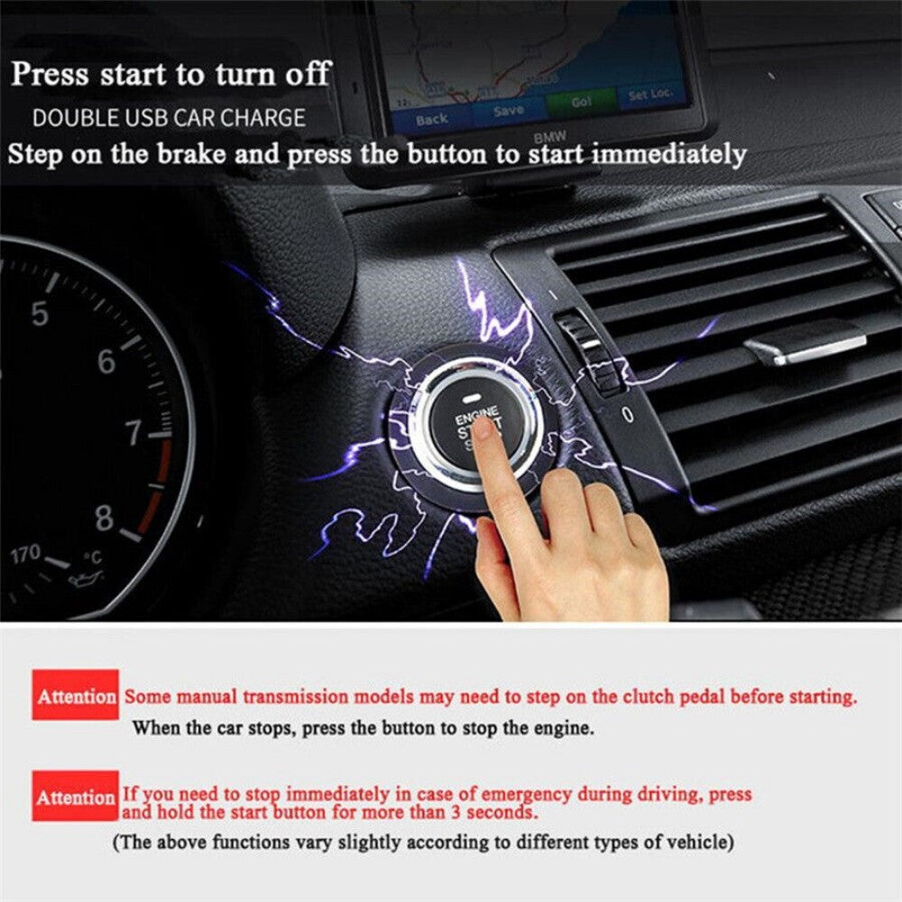 Car Keyless Entry Engine Start Alarm System Push Button Remote Starter Stop Sets n