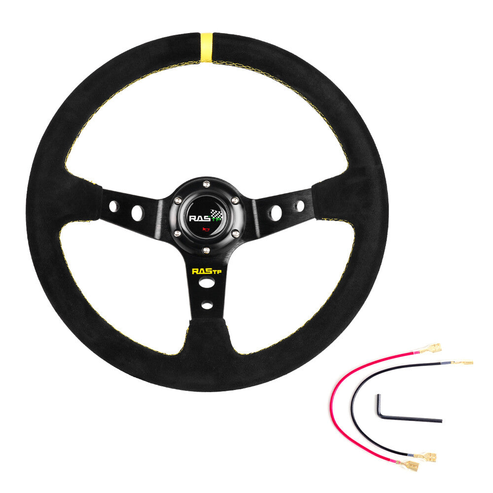 Universal 14¡± 350mm Deep Steering Wheel with Suede Leather Drifting 6 Bolt