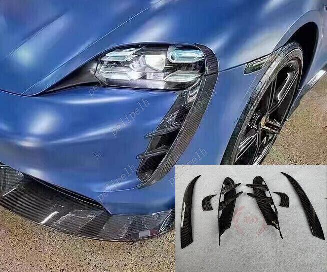 Carbon fiber front bumper air intake spoiler cover for Porsche Taycan 2020 - 2022