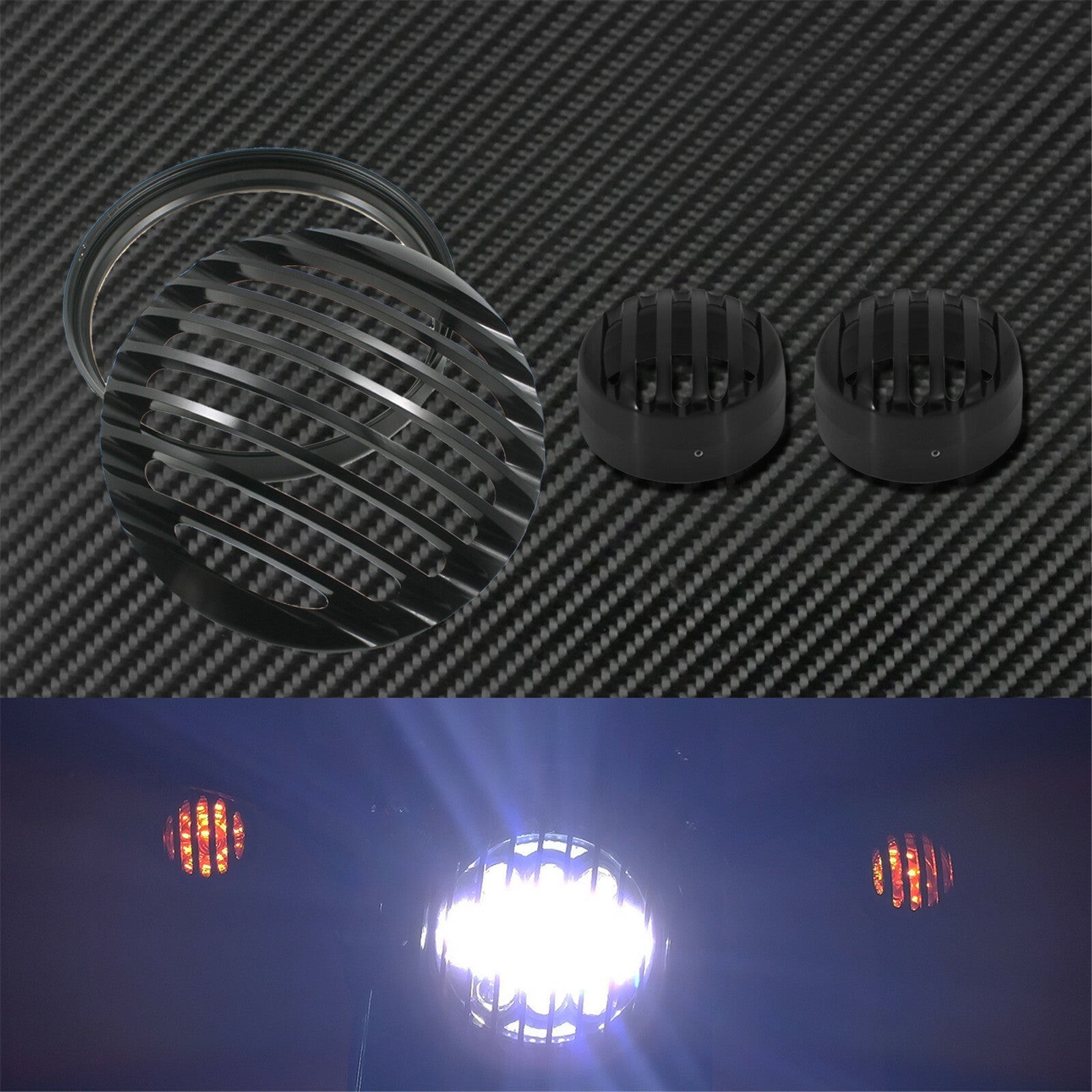Motorcycle 5.75 Grill Headlight + Front Turn Signal Cover Fit For Sportster XL Q