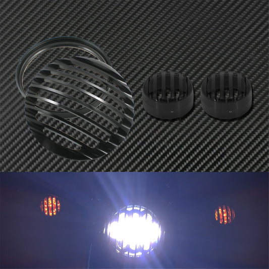 Motorcycle 5.75 Grill Headlight + Front Turn Signal Cover Fit For Sportster XL Q