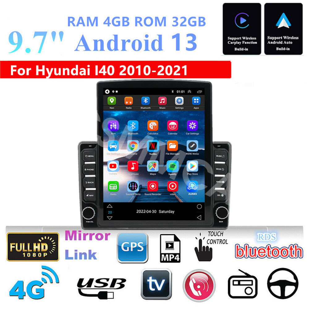HD Car Video Player Touch Screen GPS Navi Wifi Fit for Hyundai I40 2010-2021