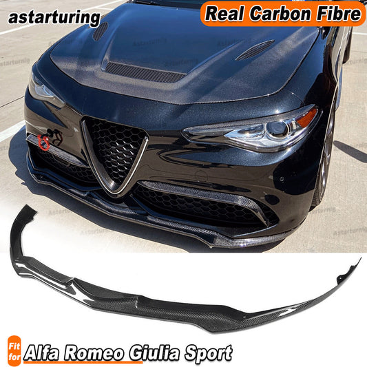for Alfa Romeo Giulia Sport Sedan 2016-18 REAl Carbon Front Bumper Lip Spoiler