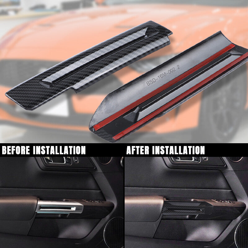 Carbon Fiber Interior Door Armrest Decor Cover Trim for Ford for Mustang 2015-2022