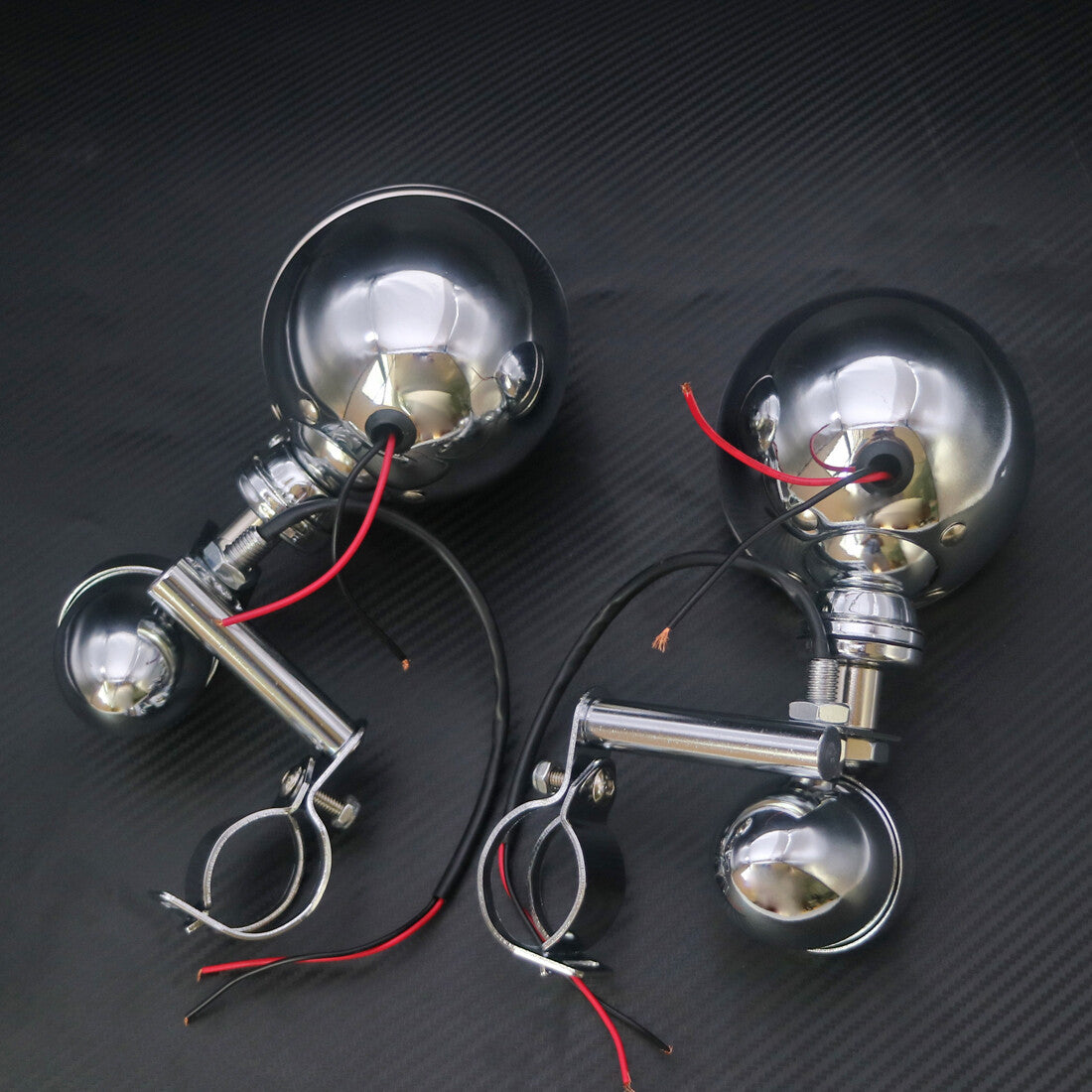 Chrome Metal Turn Signal LED Driving Passing Spot Fog light Bar F Touring Custom Q