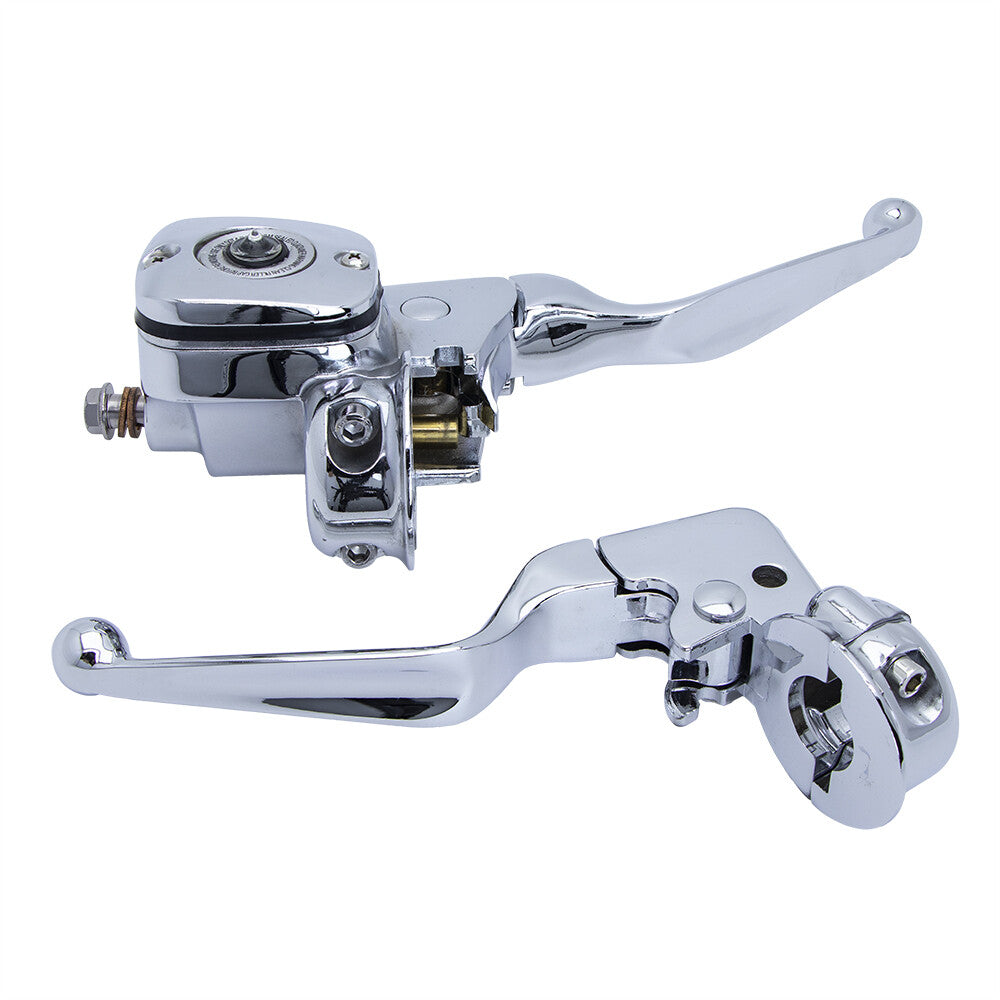 Chrome Brake Clutch Lever Pump Master Cylinder for Harley Softail Deluxe Fat Boy Q
