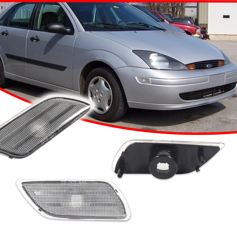 for Focus 2000 - 04 Transparent Front Fender Side Marker Light Housing Cover Set - v