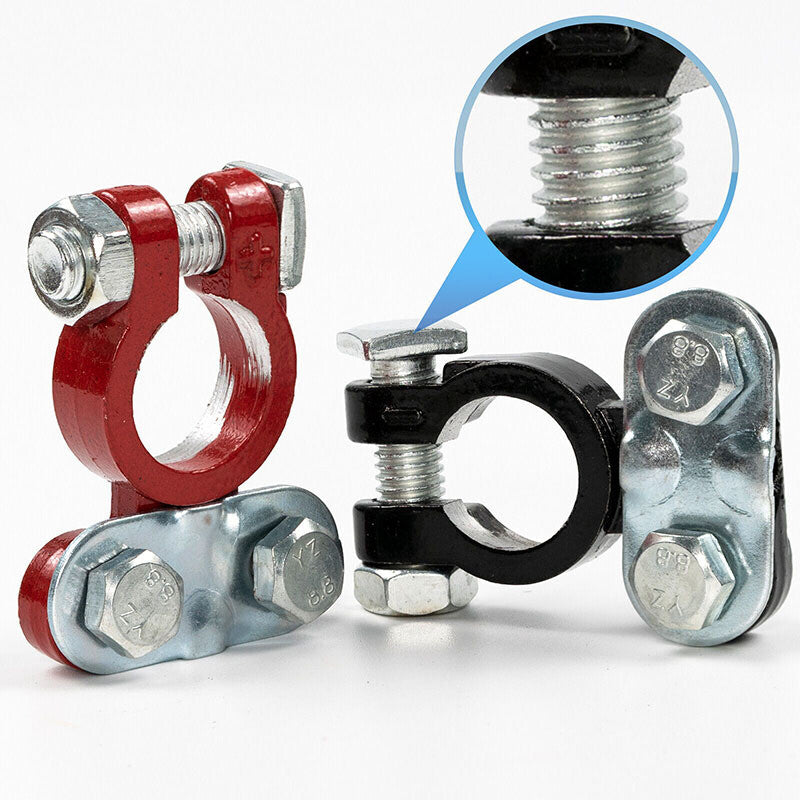 2* Positive Negative Car Battery Cable Terminals Top Post Connectors Clamp Q