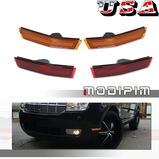 for Lincoln MKX 2007 - 2010 Front + Rear Side Marker Lights Amber and Red Protective Cover 4 pcs - v