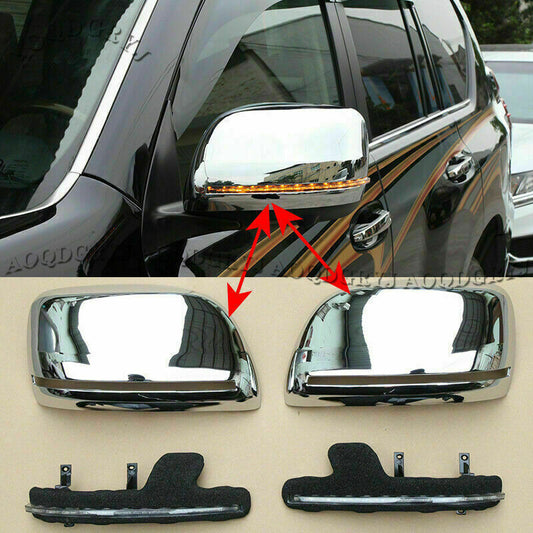 Chrome Rearview Mirror Cover W/ Streamer LED for Land Cruiser LC/FJ200 2008-2021