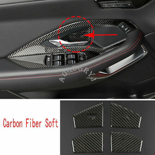 4P Soft Carbon Fiber Car Inner Door Bowl Cover Trim for Jaguar E-PACE 2018-2021