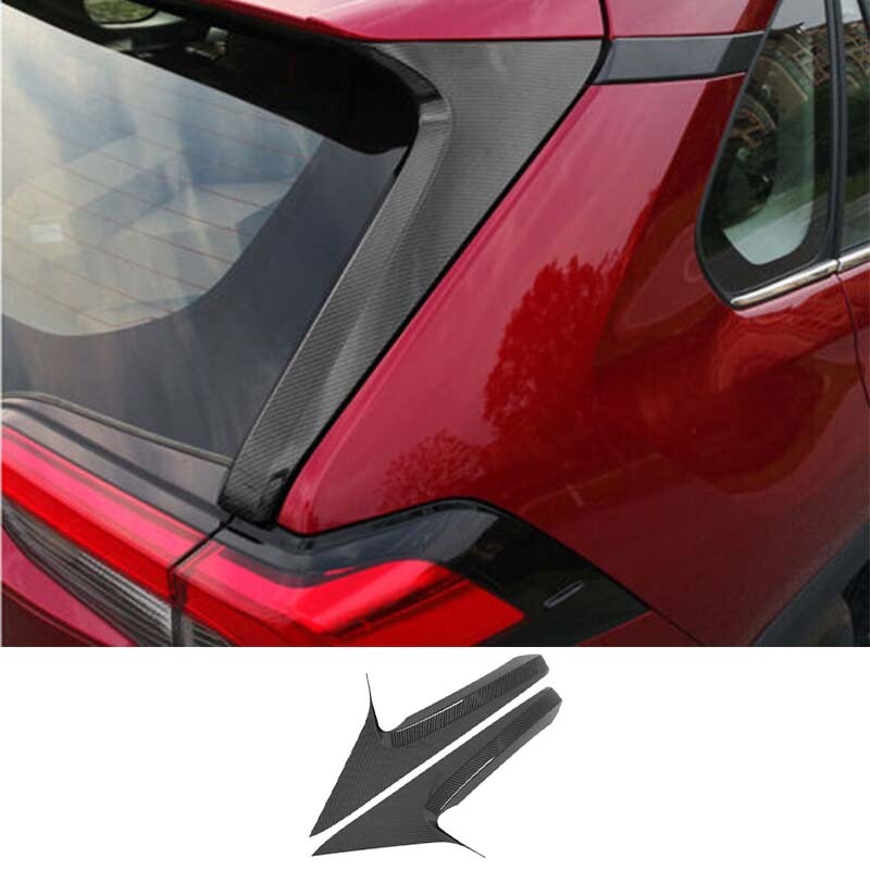 2X Car Tail Cover Rear Window Trim Strip Carbon Fiber for Toyota RAV4 2019-2023