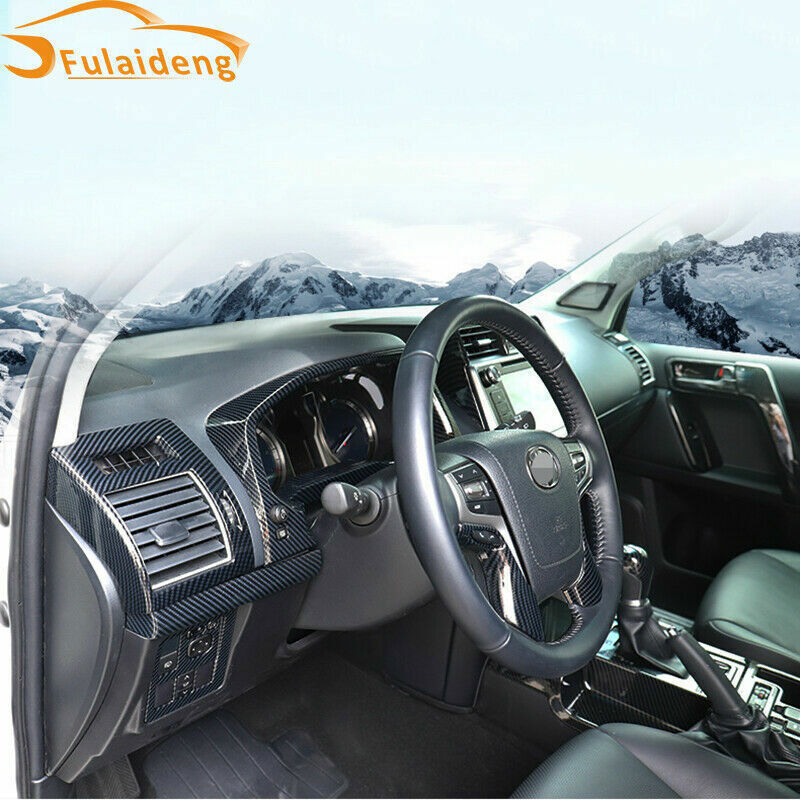 Carbon Fiber Dashboard Panel Frame Cover Trim for Toyota Prado FJ150 2018-2021