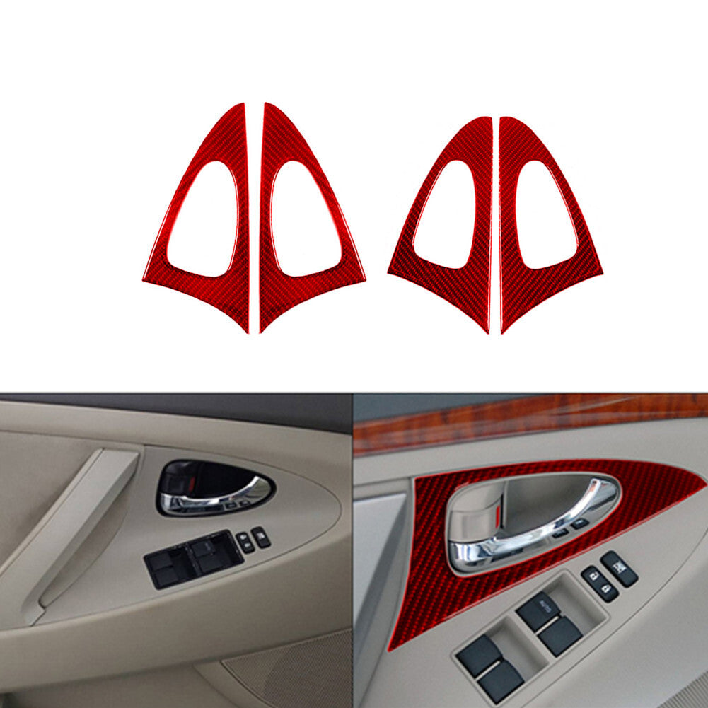 Red Carbon Fiber Door Handle Panel Trim Cover Sticker for Toyota for Camry 2007-2011