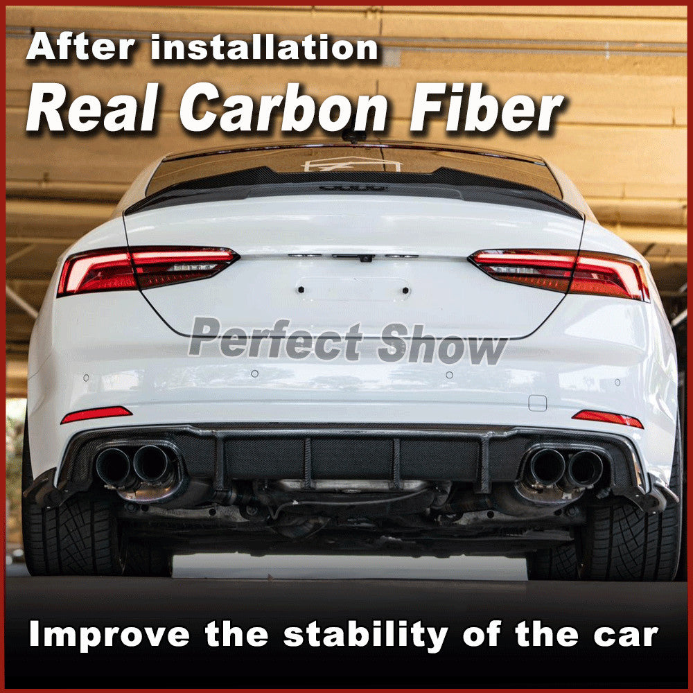 for Audi A5 S Line S5 RS5 B9 Coupe 17-22 Real Carbon Rear Trunk Spoiler Lip Wing