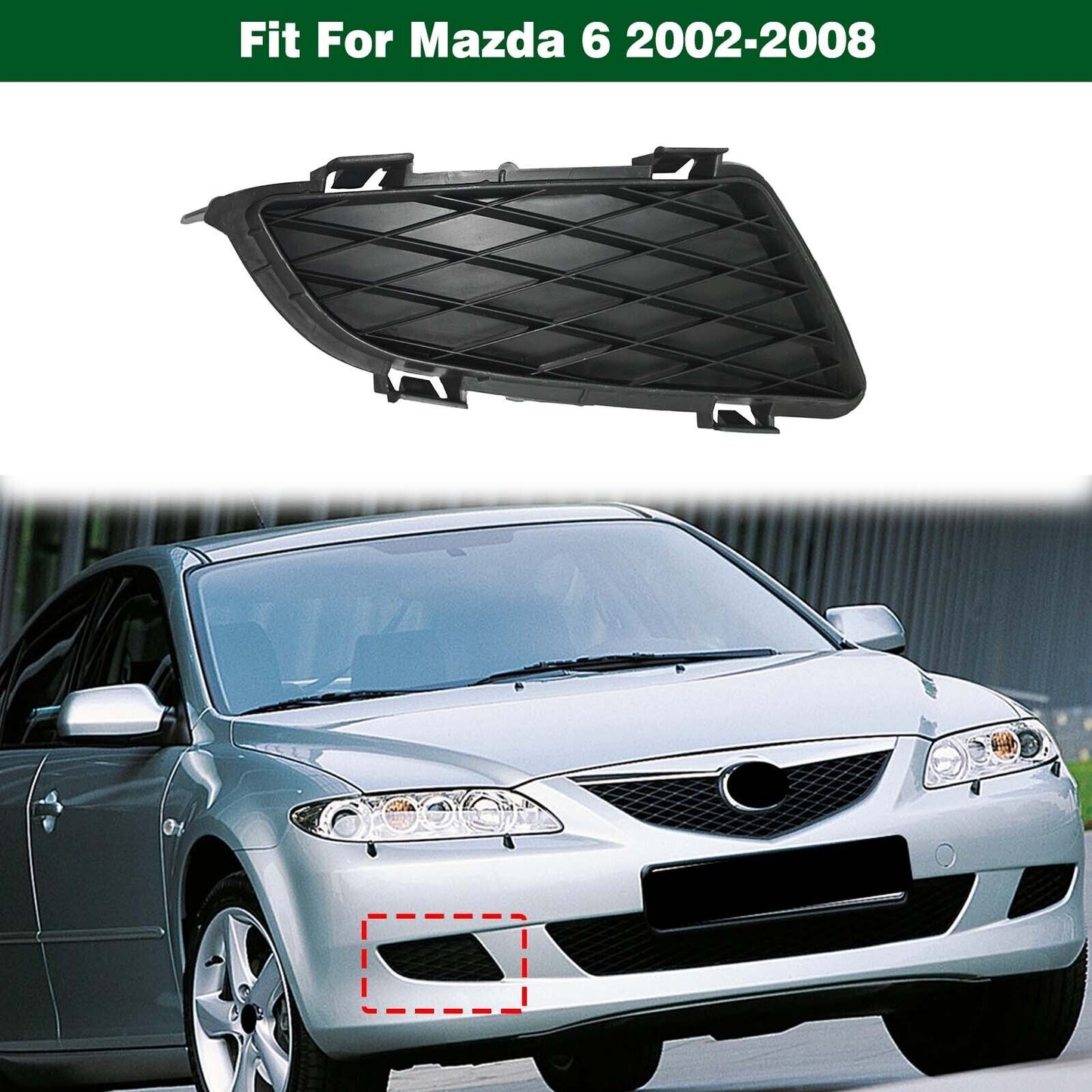 FRONT BUMPER LOWER FOG LIGHT LAMP GRILLE COVER RIGHT for Mazda 6 2002-2008