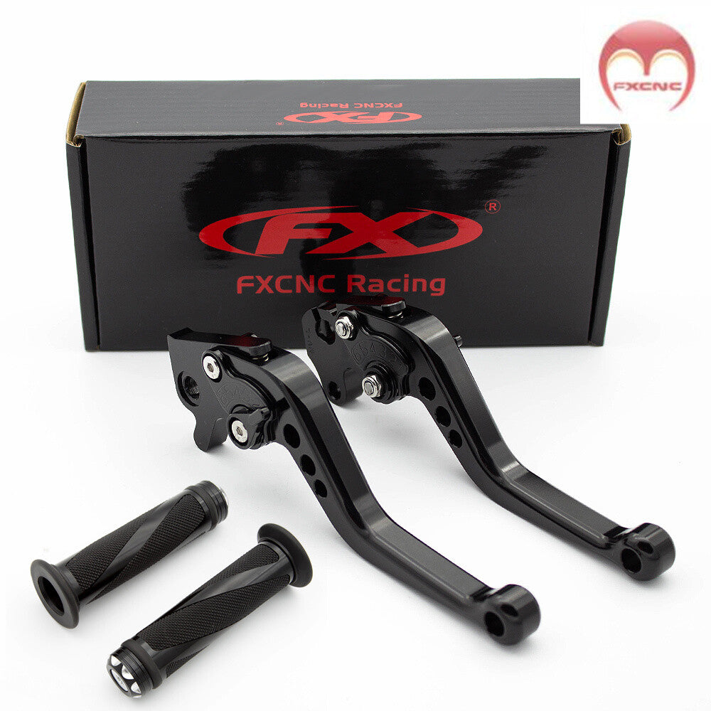 Numerical control braking clutch lever and grip for Yamaha XV250 (1988-2003, Black)