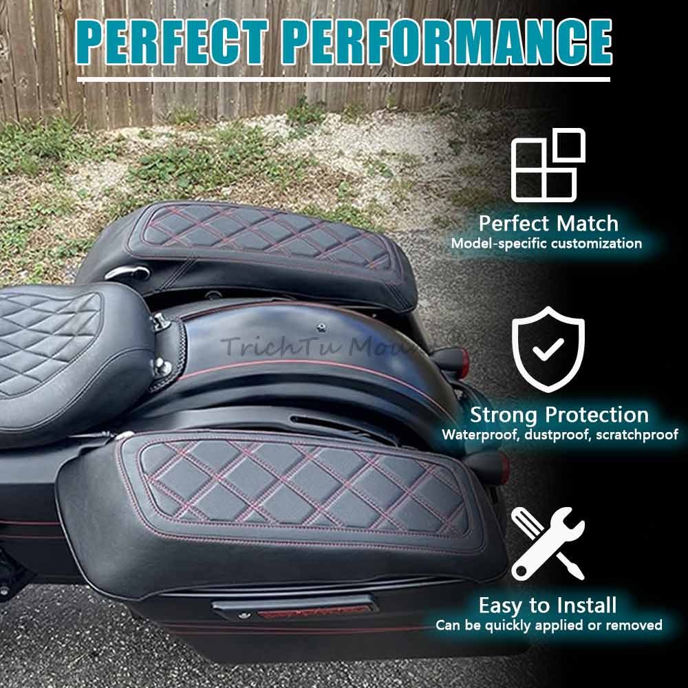 Red Waterproof Hardbag Saddlebag Lid Covers for Harley Touring 2014-2024 New Q