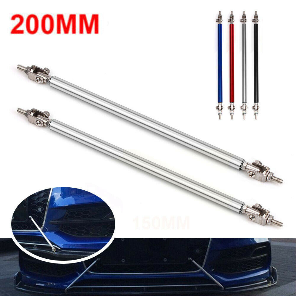 Adjustable 200MM Front Bumper Lip Splitter Rod Strut Tie Bar Support Kit 1 Pair Q
