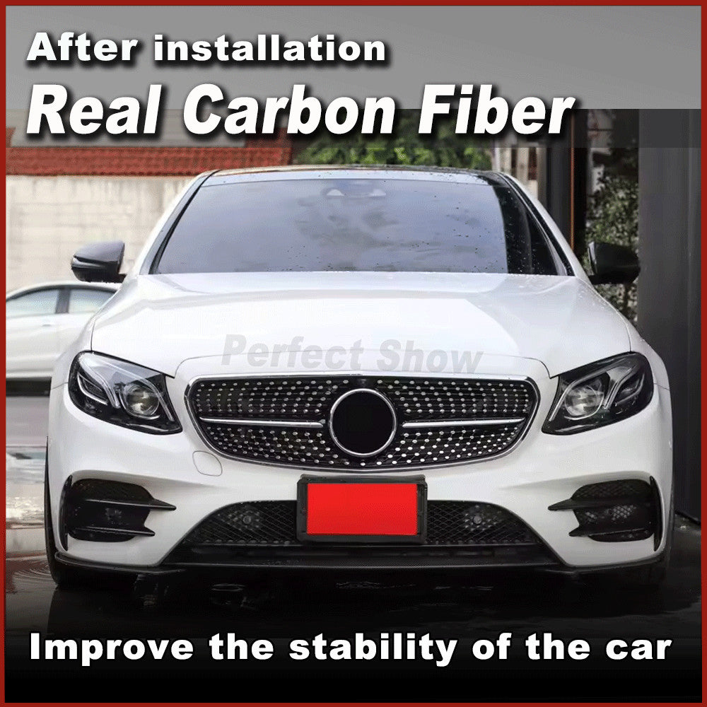 Fit for Benz E-Class W213 E300 E43 2017-2018 Carbon Front Bumper Lip Spoiler