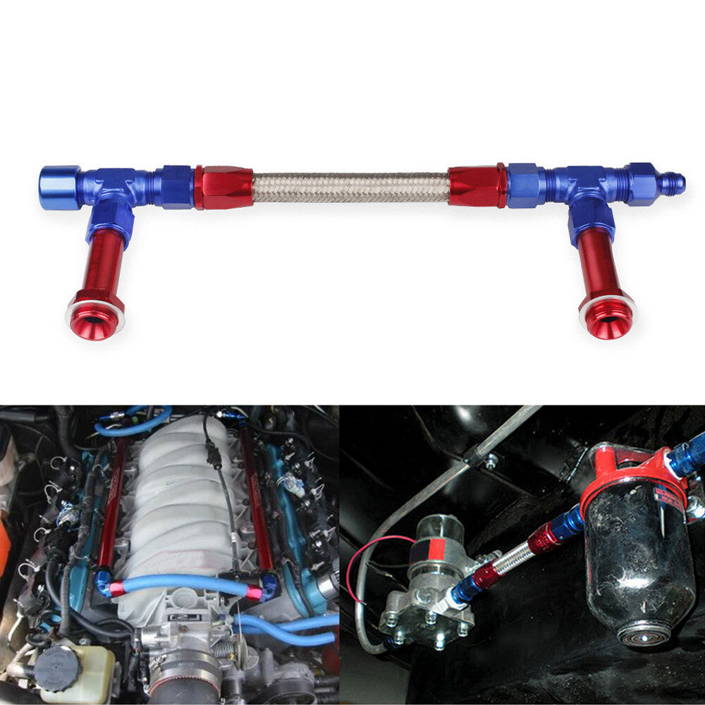 AN8 Braided For Holley Carburetor 4150 Pressure Gauge Dual Feed Carb Fuel Line Q