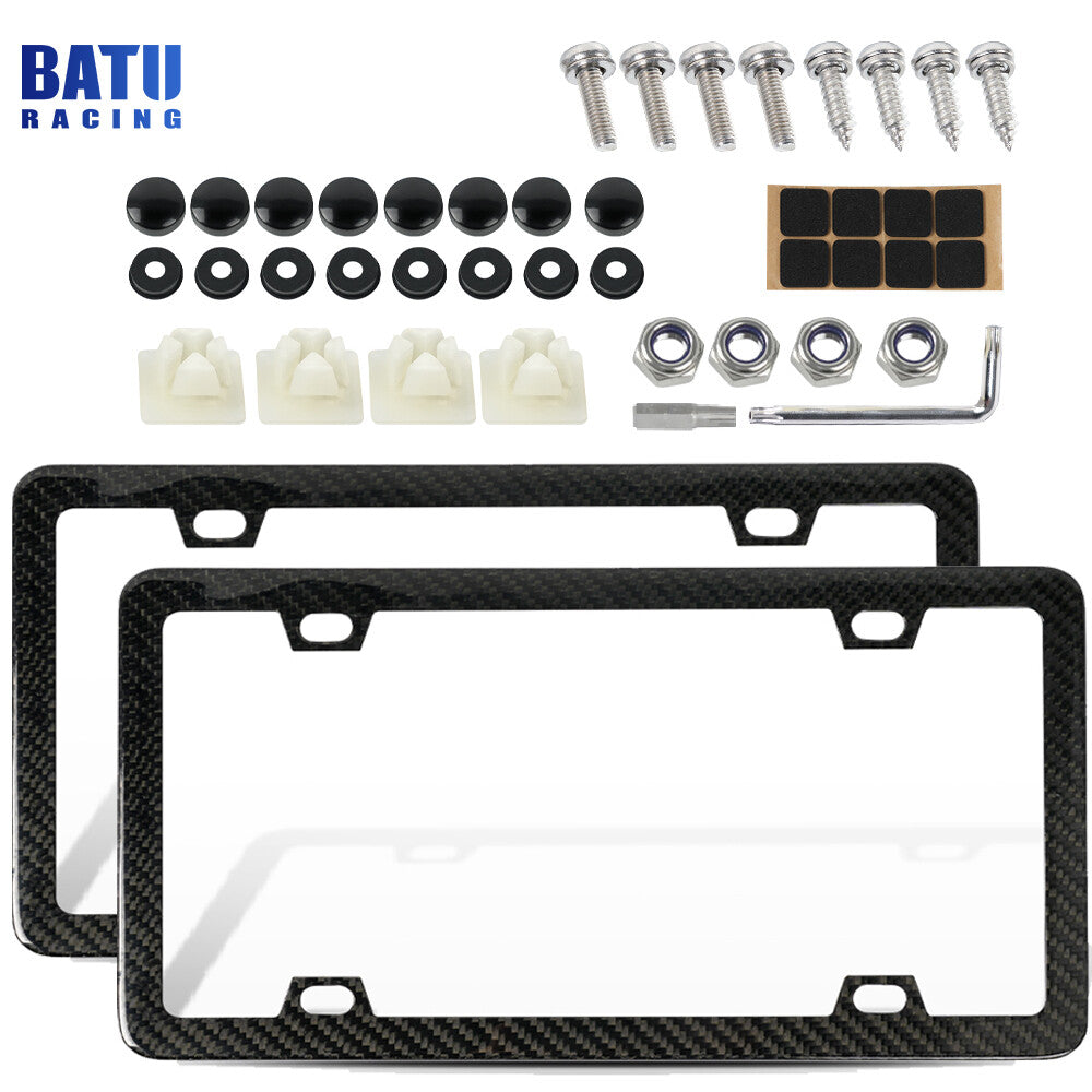 Universal 2PCS Real Carbon Fiber License Plate Holder Frame For Front  Rear