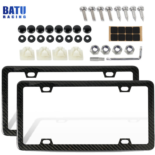Universal 2PCS Real Carbon Fiber License Plate Holder Frame For Front  Rear
