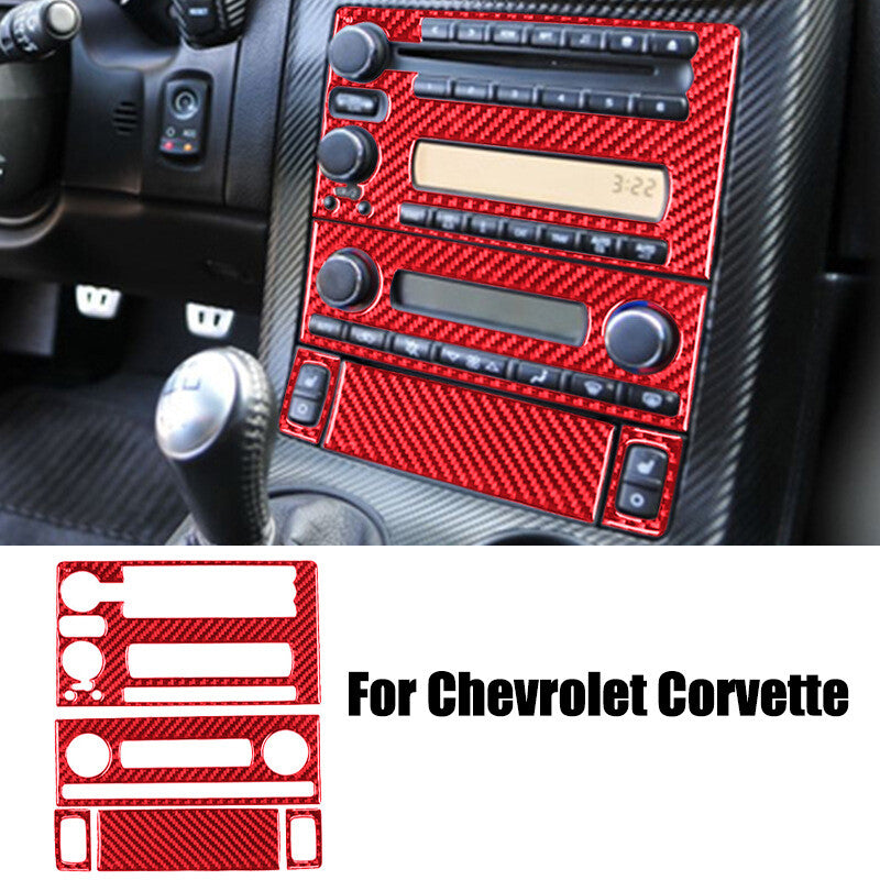 Red Carbon Car GPS Center Control Panel Trim for Corvette C6 2005-13 n