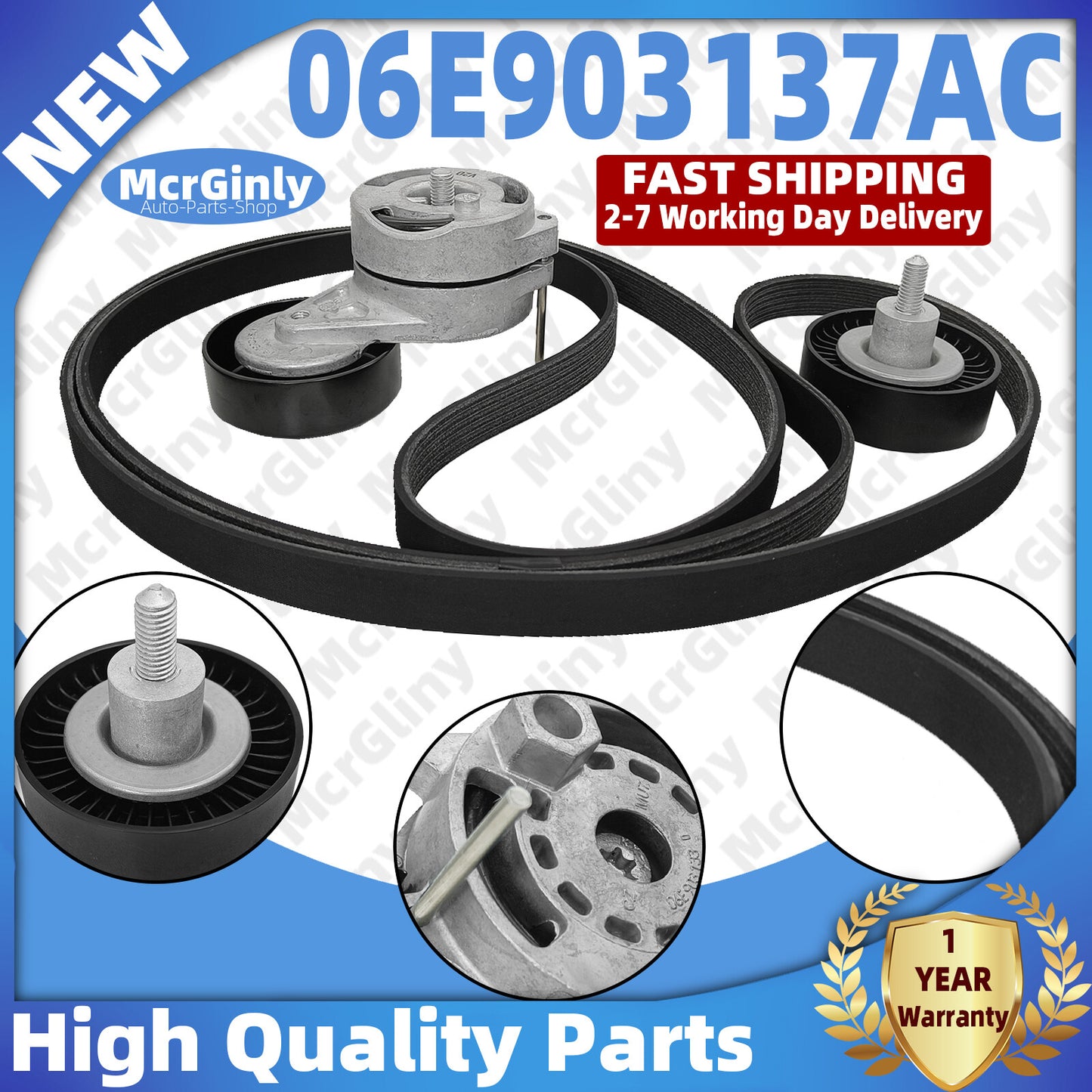 3.2L 6PK2403 Belt Drive Kit 06E903137AC 06E903133Q for Audi A4 A5 Q5 CALA CALB- n