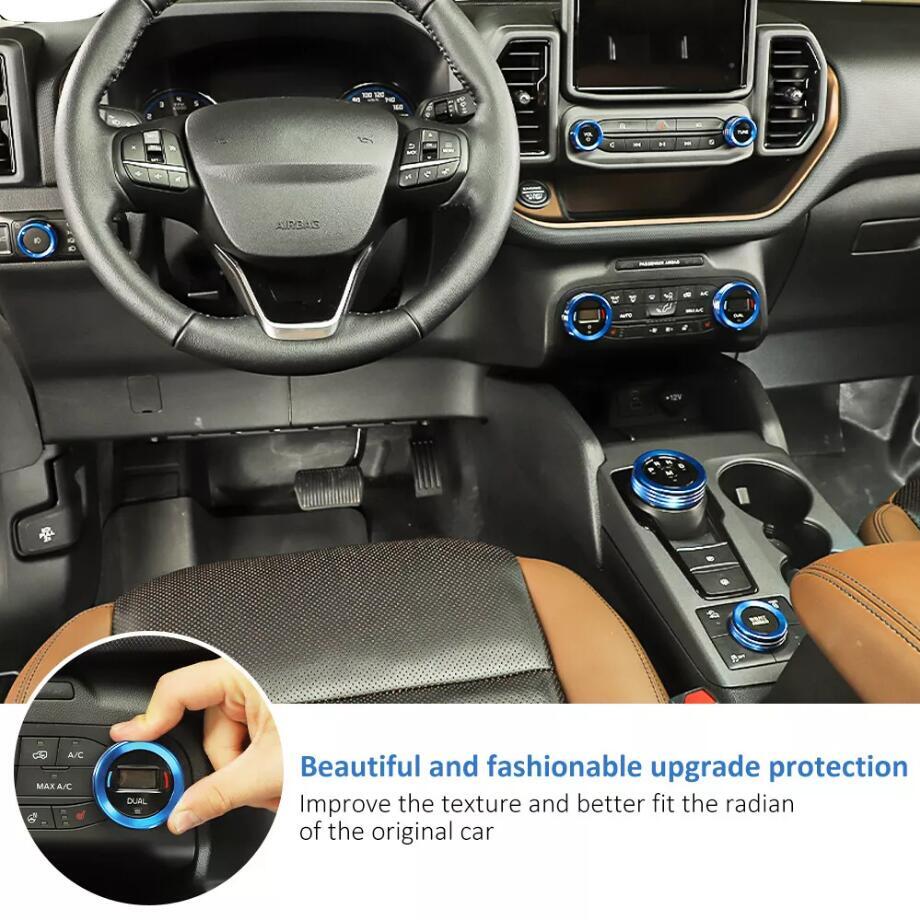 For 2021-2024 Bronco Sport Blue Center Console Switch AC Control Knob Trim Ring v